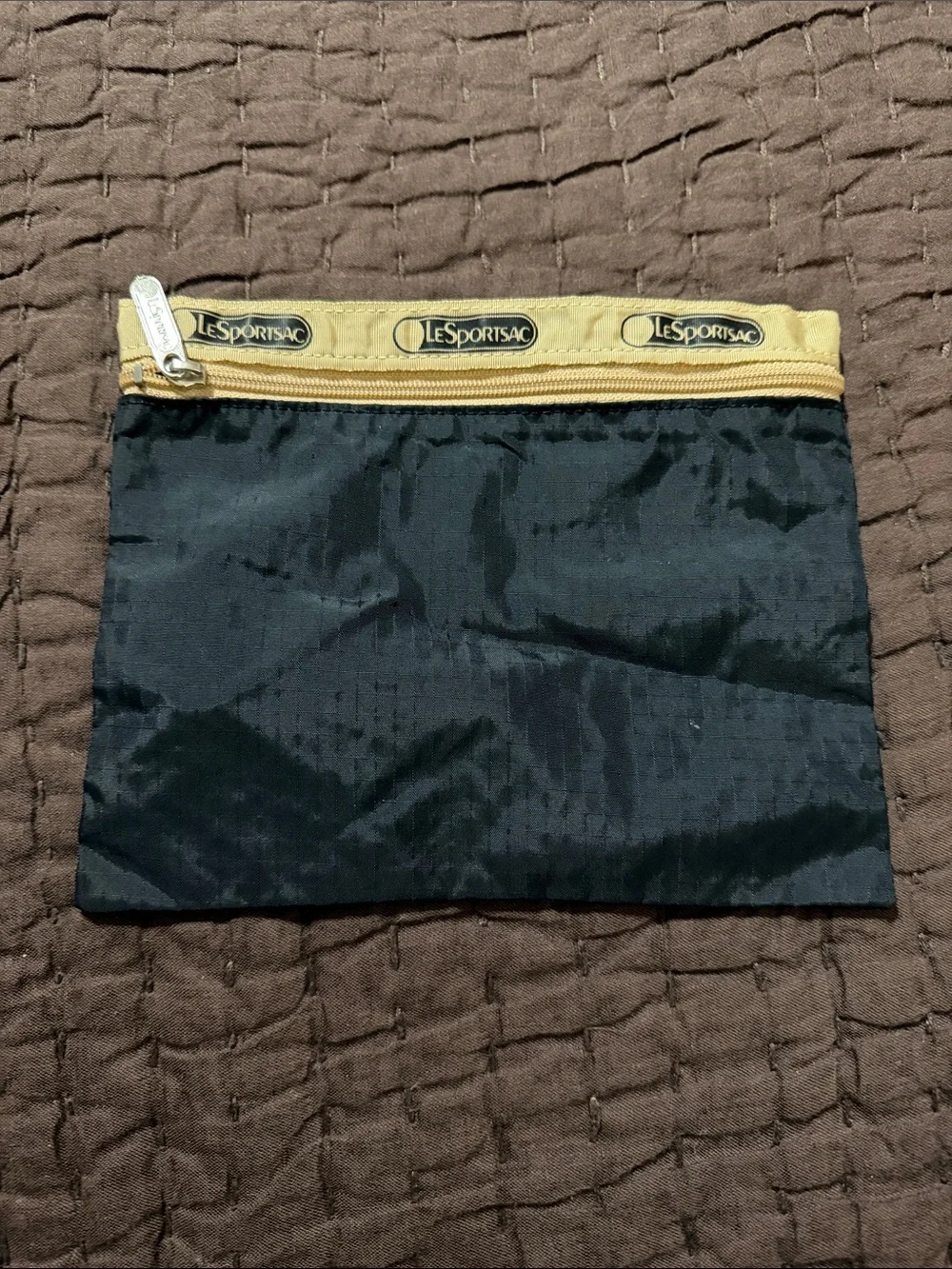 LeSportsac Black and Tan Nylon Messenger Crossbody Bag
